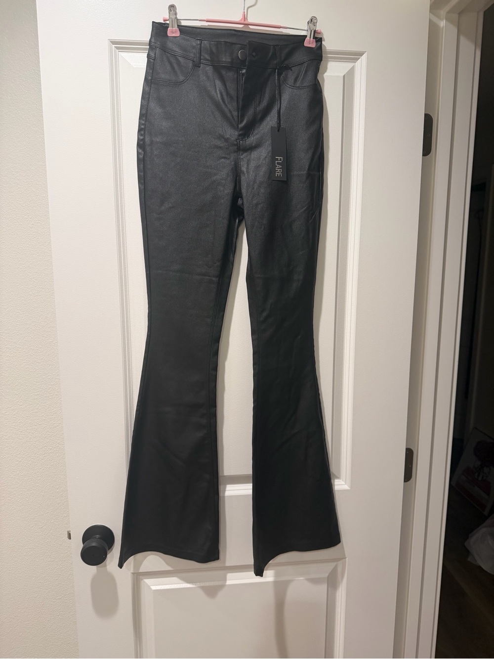 Windsor Black Faux Leather Flare Pants